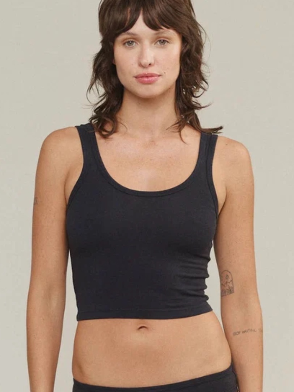 Jungmaven Sporty Tank Black Hemp Organic Cotton Cropped Top M